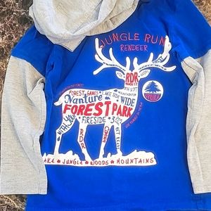 3/4 yrs Hooded Long Sleeve Reindeer Shirt